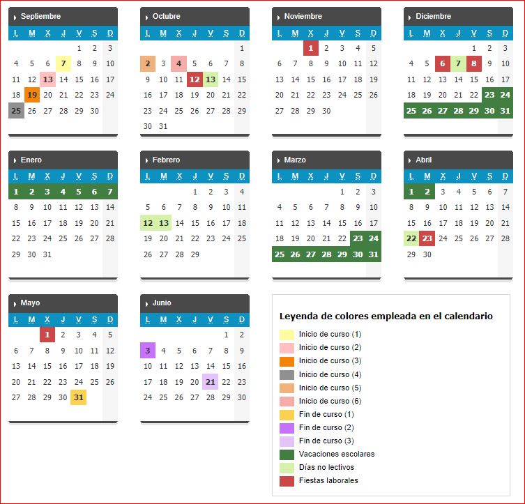 Calendario escolar Castilla y León