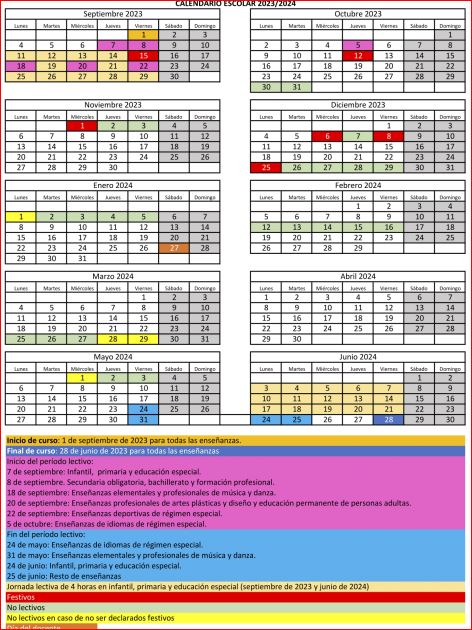 Calendario escolar Cantabria 2023